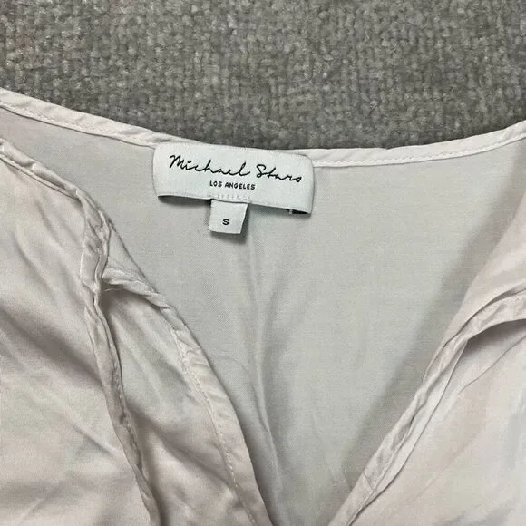 Michael Stars Womens Small Pullover Blouse White Long Sleeve Tie Neck Flowy NWOT - Picture 2 of 3